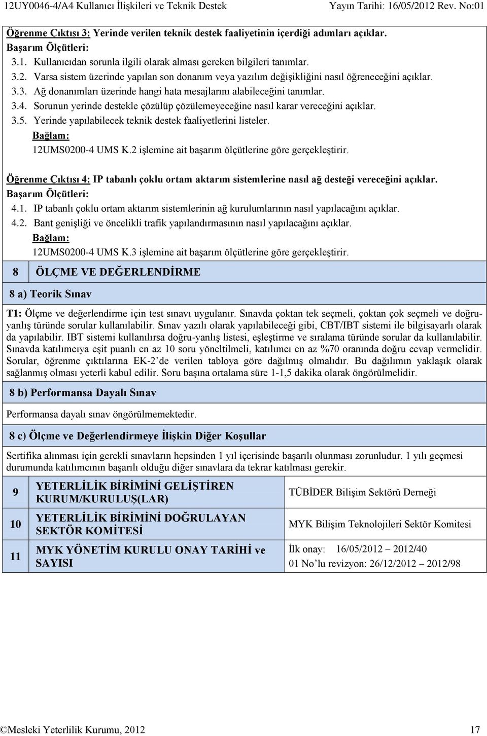 Sorunun yerinde destekle çözülüp çözülemeyeceğine nasıl karar vereceğini açıklar. 3.5. Yerinde yapılabilecek teknik destek faaliyetlerini listeler. 12UMS0200-4 UMS K.