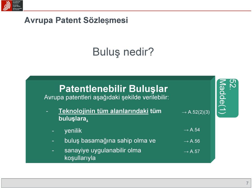 Inventions verilebilir: - Teknolojinin tüm alanlarındaki tüm buluşlara, -