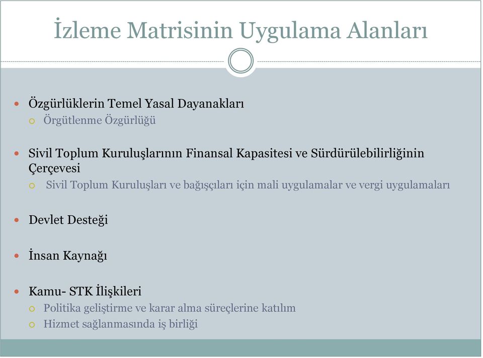 Kuruluşları ve bağışçıları için mali uygulamalar ve vergi uygulamaları Devlet Desteği İnsan Kaynağı