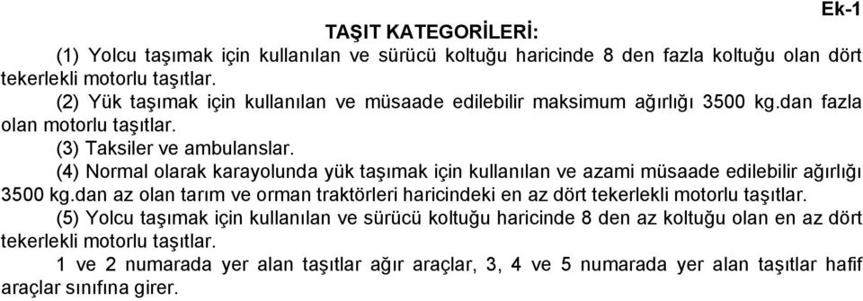 (4) Normal olarak karayolunda yük taşımak için kullanılan ve azami müsaade edilebilir ağırlığı 3500 kg.