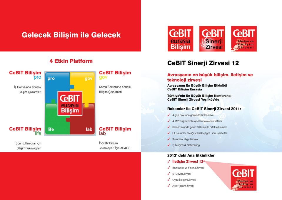 Bilişim Teknolojileri İçin AR&GE Rakamlar ile CeBIT Sinerji Zirvesi 2011: 3 4 gün boyunca gerçekleştirilen zirve 3 4.