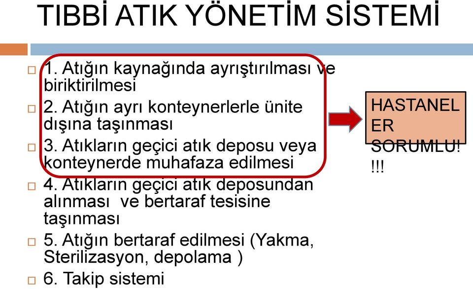 Atıkların geçici atık deposu veya konteynerde muhafaza edilmesi 4.