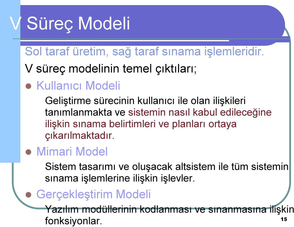 sistemin nasıl kabul edileceğine ilişkin sınama belirtimleri ve planları ortaya çıkarılmaktadır.