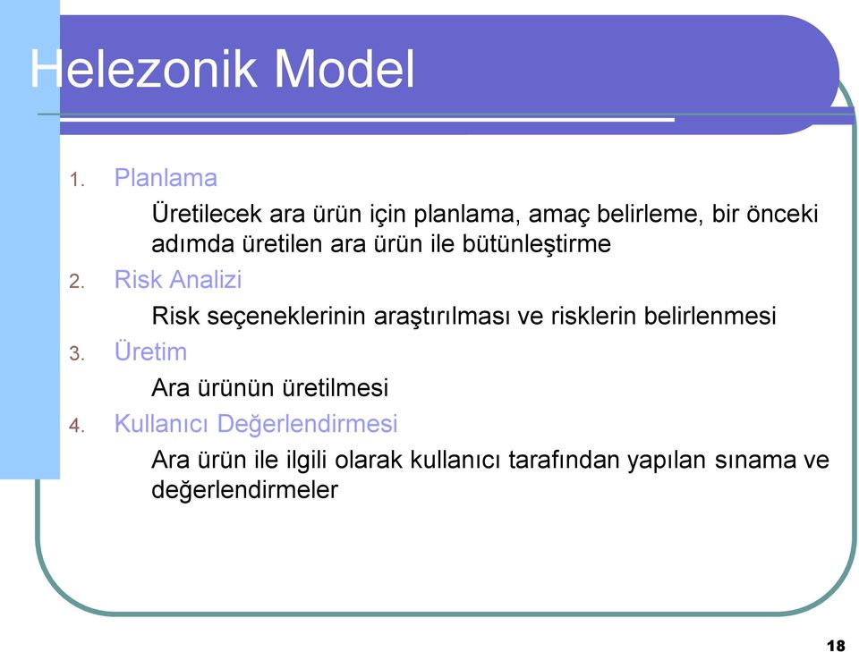 ara ürün ile bütünleştirme 2. Risk Analizi 3.