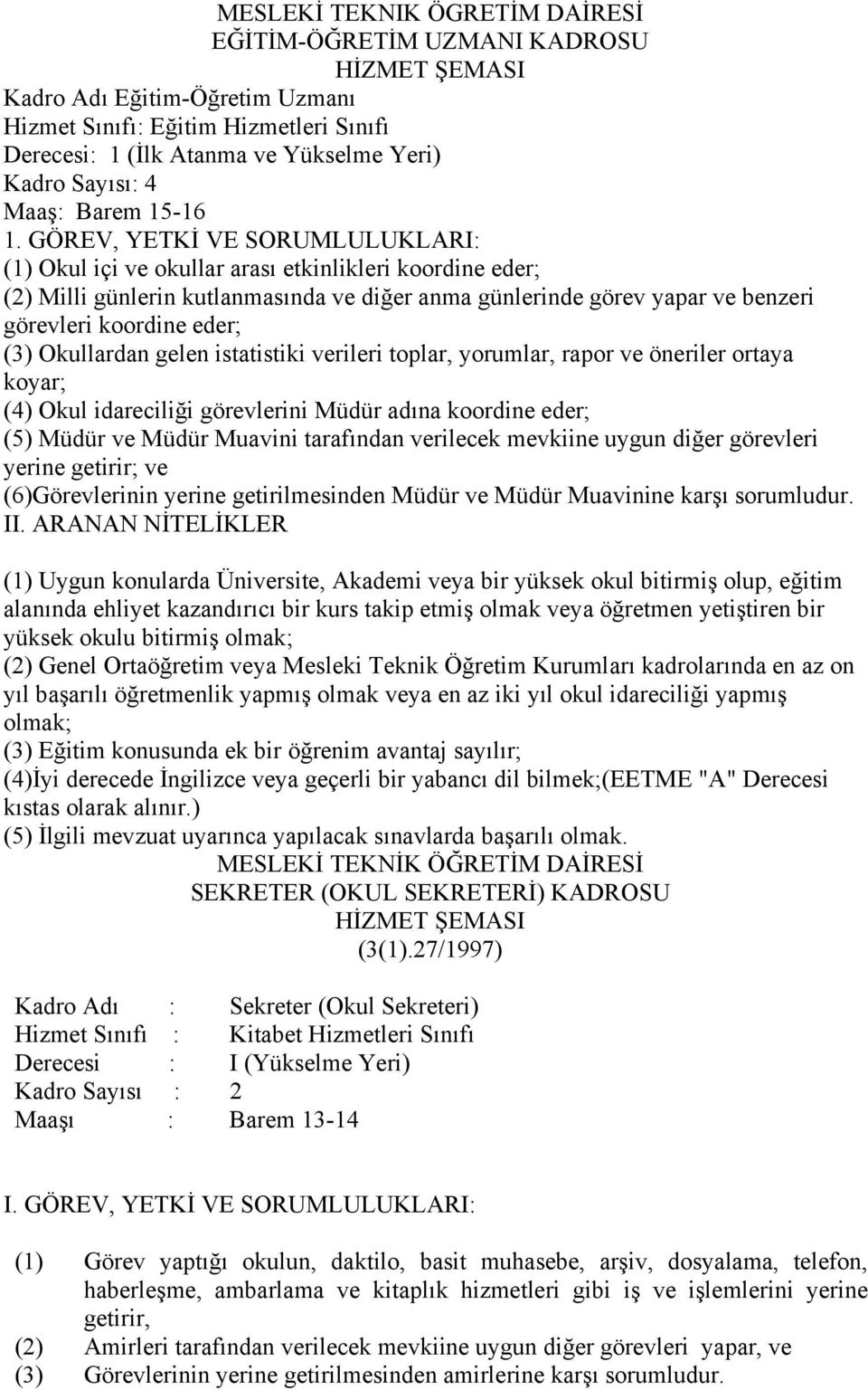 GÖREV, YETKİ VE SORUMLULUKLARI: (1) Okul içi ve okullar arası etkinlikleri koordine eder; (2) Milli günlerin kutlanmasında ve diğer anma günlerinde görev yapar ve benzeri görevleri koordine eder; (3)