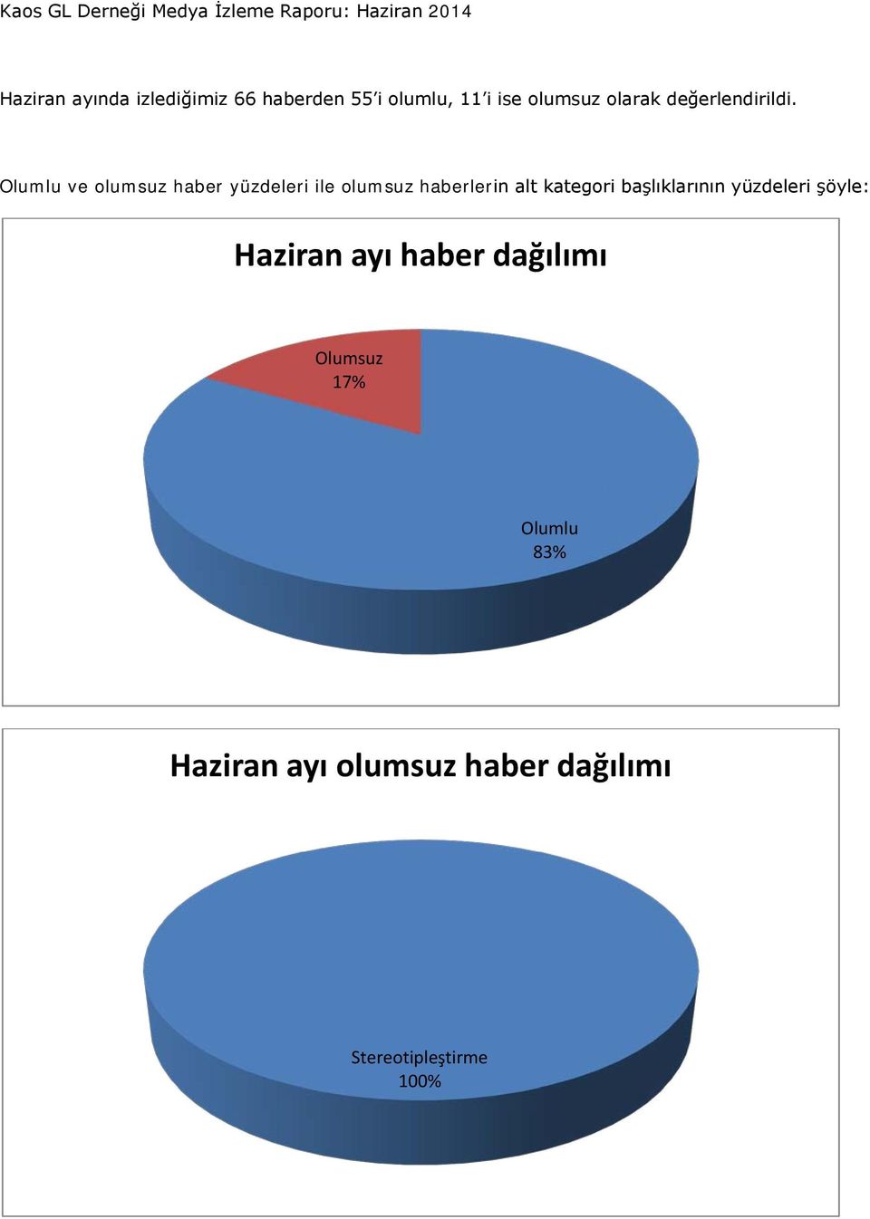 Olumlu ve olumsuz haber yüzdeleri ile olumsuz haberlerin alt kategori başlıklarının