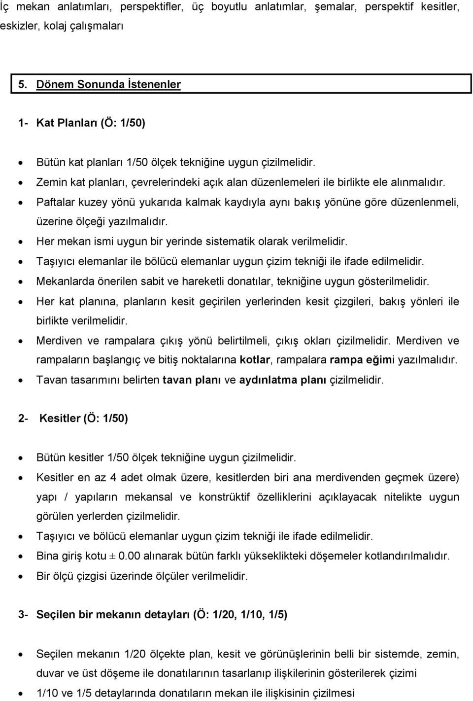 Paftalar kuzey yönü yukarıda kalmak kaydıyla aynı bakış yönüne göre düzenlenmeli, üzerine ölçeği yazılmalıdır. Her mekan ismi uygun bir yerinde sistematik olarak verilmelidir.