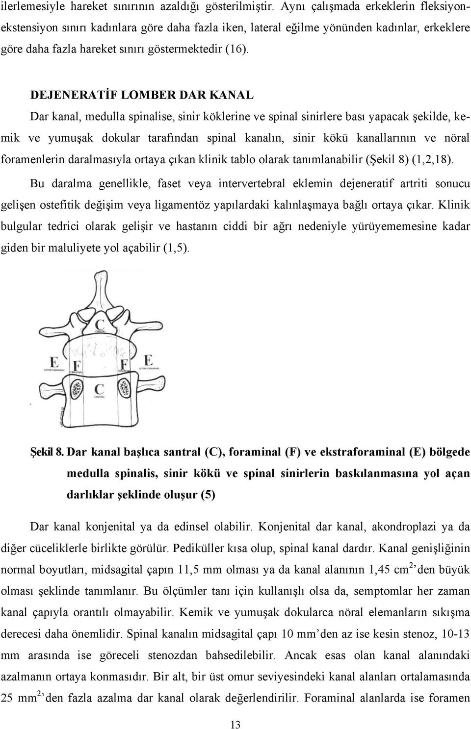 DEJENERATİF LOMBER DAR KANAL Dar kanal, medulla spinalise, sinir köklerine ve spinal sinirlere bası yapacak şekilde, kemik ve yumuşak dokular tarafından spinal kanalın, sinir kökü kanallarının ve