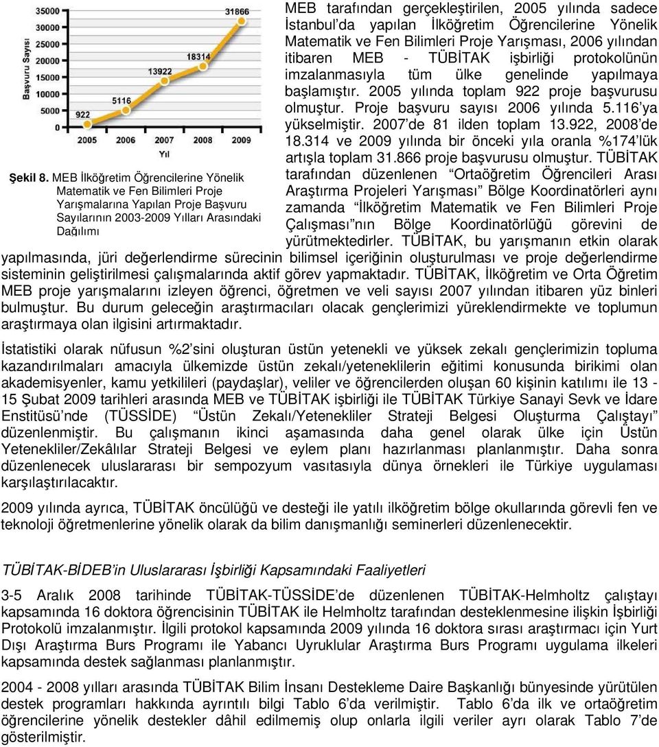 yılında sadece İstanbul da yapılan İlköğretim Öğrencilerine Yönelik Matematik ve Fen Bilimleri Proje Yarışması, 2006 yılından itibaren MEB - TÜBİTAK işbirliği protokolünün imzalanmasıyla tüm ülke