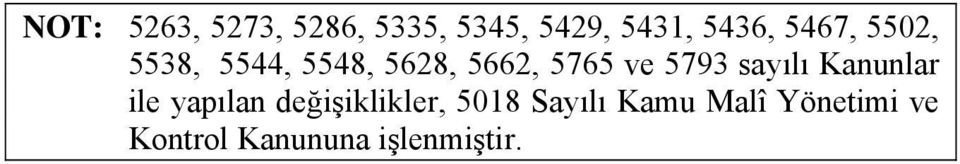 5793 sayılı Kanunlar ile yapılan değişiklikler, 5018