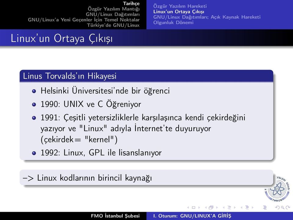 Öğreniyor 1991: Çeşitli yetersizliklerle karşılaşınca kendi çekirdeğini yazıyor ve "Linux" adıyla