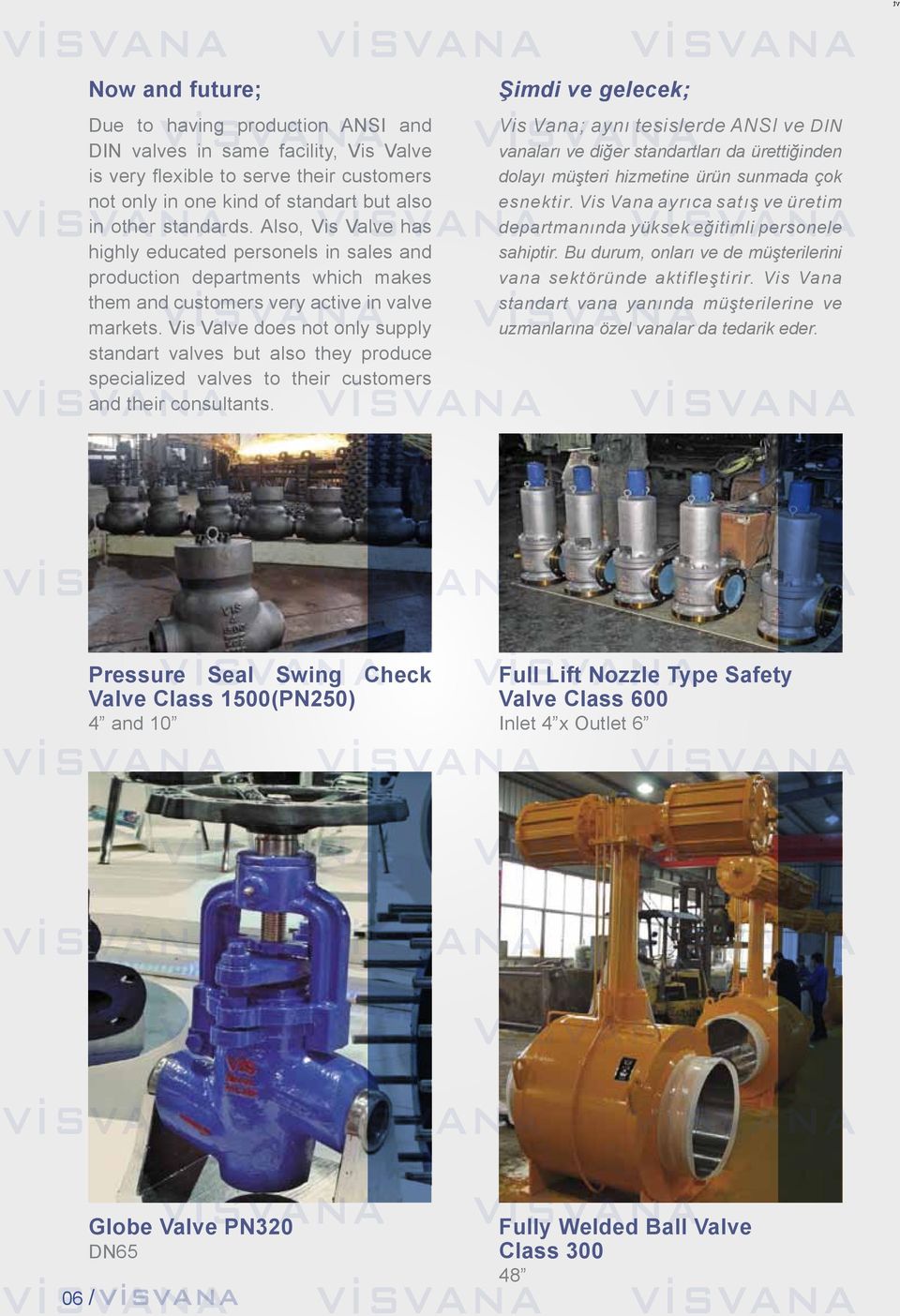 Vis Valve does not only supply standart valves but also they produce specialized valves to their customers and their consultants.