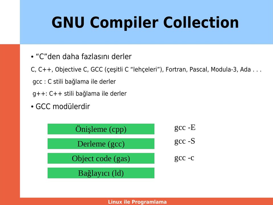 .. gcc : C stili bağlama ile derler g++: C++ stili bağlama ile derler GCC