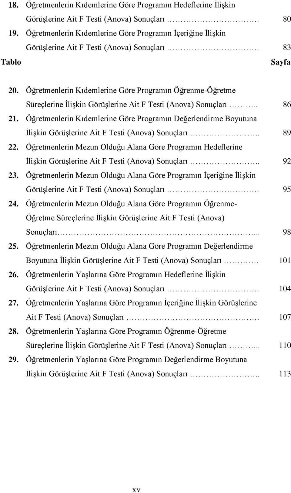 Öğretmenlerin Kıdemlerine Göre Programın ÖğrenmeÖğretme Süreçlerine ĠliĢkin GörüĢlerine Ait F Testi (Anova) Sonuçları.. 86 21.