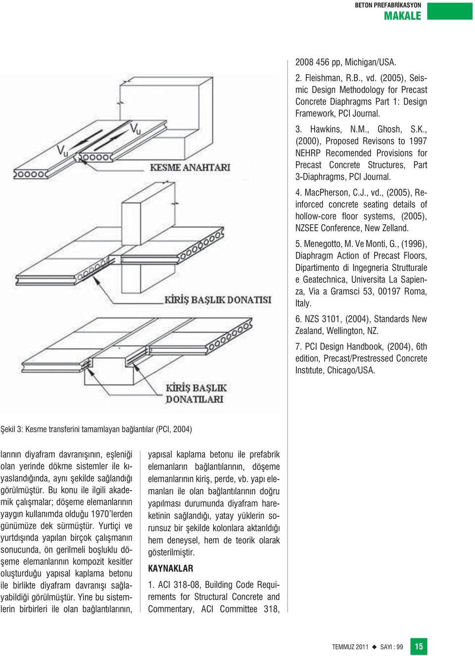 , (2005), Reinforced concrete seating details of hollow-core floor systems, (2005), NZSEE Conference, New Zelland. 5. Menegotto, M. Ve Monti, G.