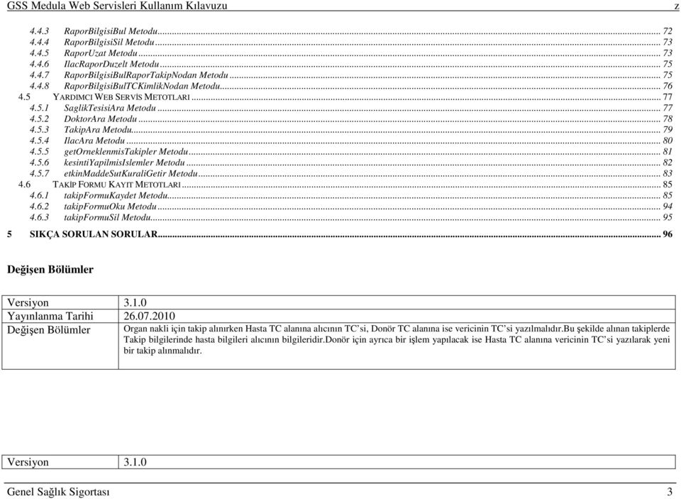 .. 81 4.5.6 kesintiyapilmisislemler Metodu... 82 4.5.7 etkinmaddesutkuraligetir Metodu... 83 4.6 TAKİP FORMU KAYIT METOTLARI... 85 4.6.1 takipformukaydet Metodu... 85 4.6.2 takipformuoku Metodu... 94 4.