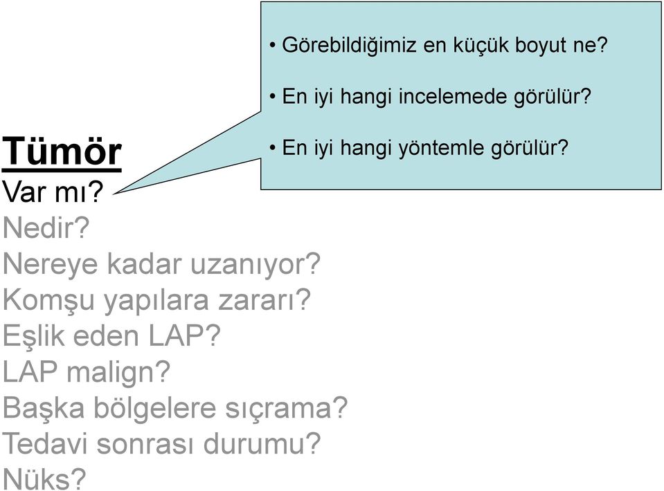 Başka bölgelere sıçrama? Tedavi sonrası durumu? Nüks?