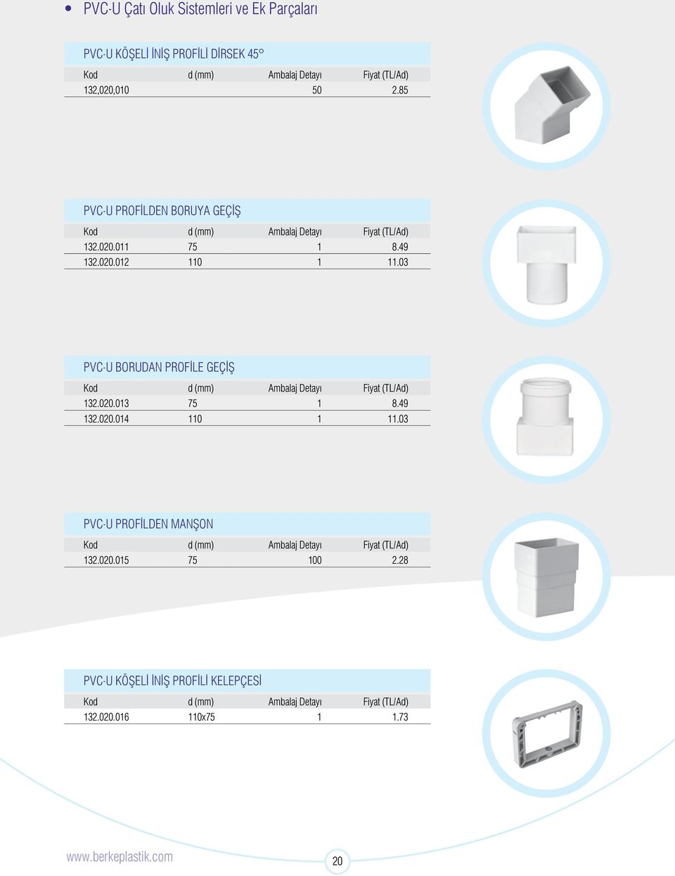 03 PVC-U BORUDAN PROFİLE GEÇİŞ 132.020.013 75 1 8.49 132.020.014 110 1 11.