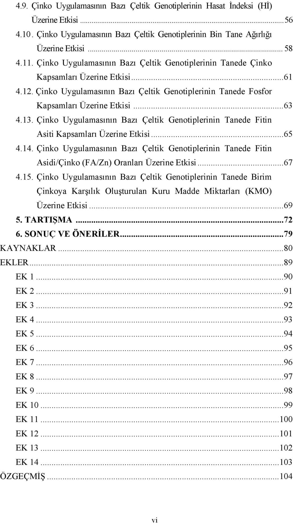 Çinko Uygulamasının Bazı Çeltik Genotiplerinin Tanede Fitin Asiti Kapsamları Üzerine Etkisi...65 4.14.