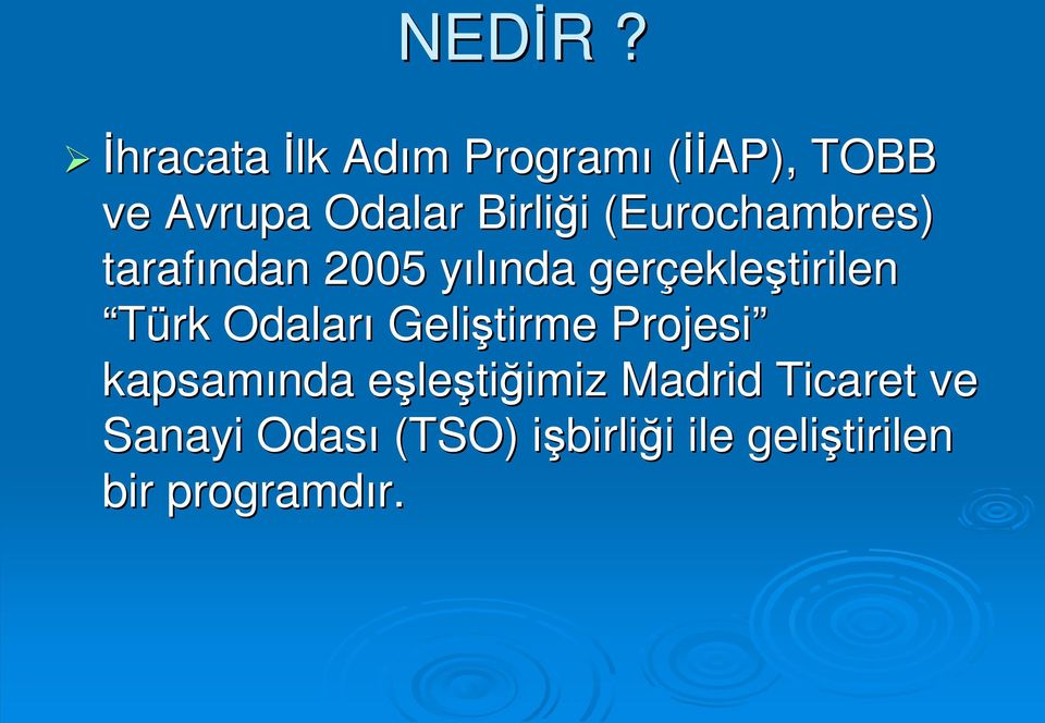 (Eurochambres( Eurochambres) tarafından 2005 yılında y gerçekle ekleştirilen