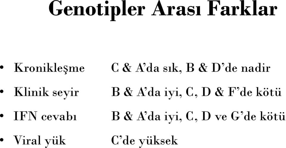 & D de nadir B & A da iyi, C, D & F de kötü