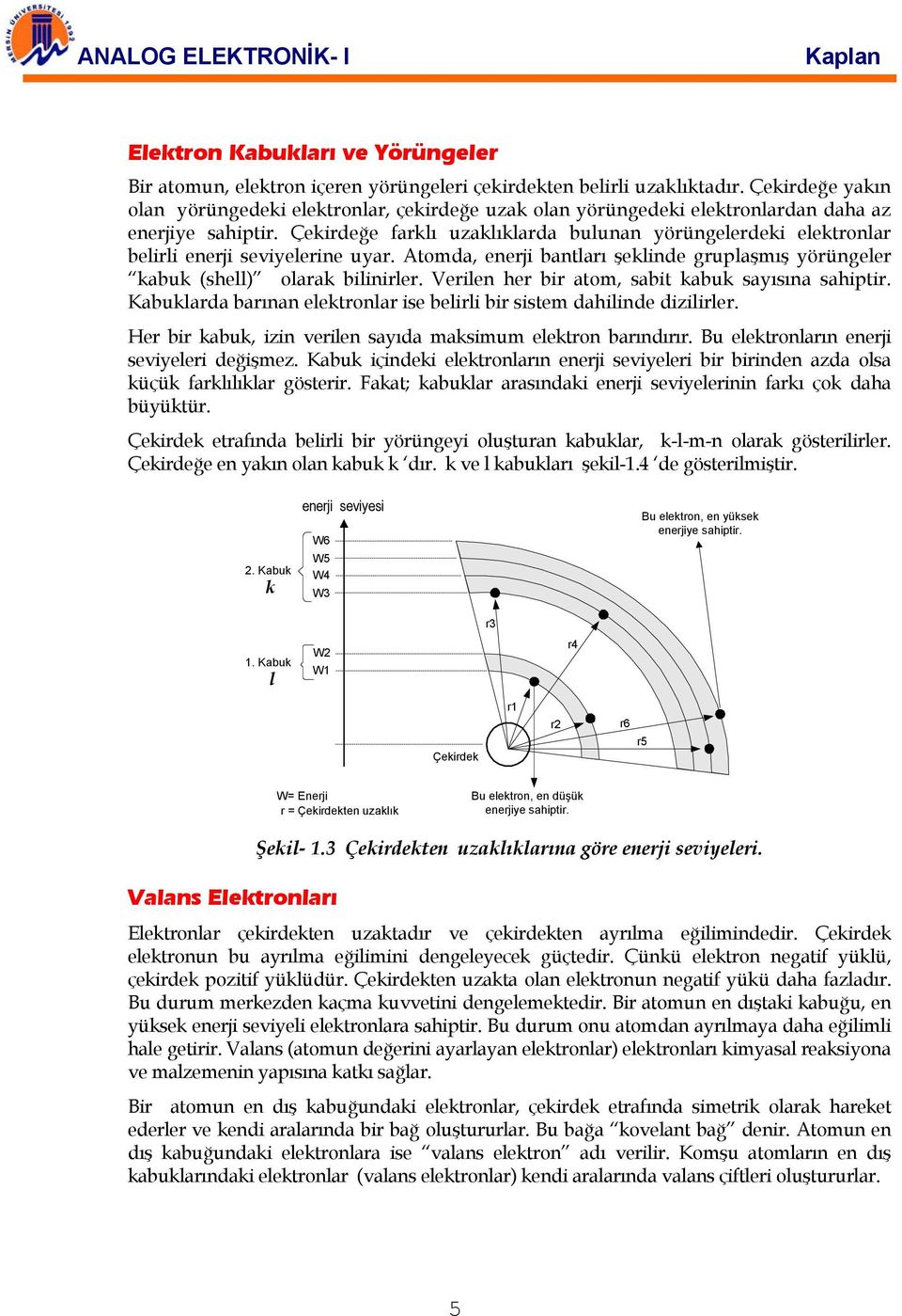 Çekirdeğe farklı uzaklıklarda bulunan yörüngelerdeki elektronlar belirli enerji seviyelerine uyar. Atomda, enerji bantları şeklinde gruplaşmış yörüngeler kabuk (shell) olarak bilinirler.