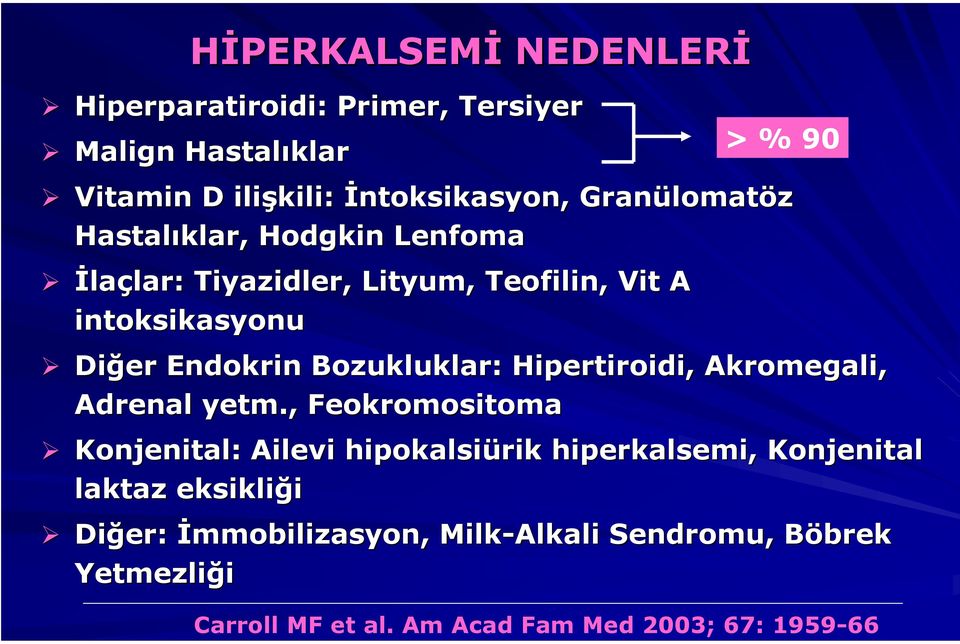 ilişkili: İntoksikasyon, Granülomat lomatöz Hastalıklar, Hodgkin Lenfoma İlaçlar: lar: Tiyazidler,, Lityum, Teofilin, Vit A