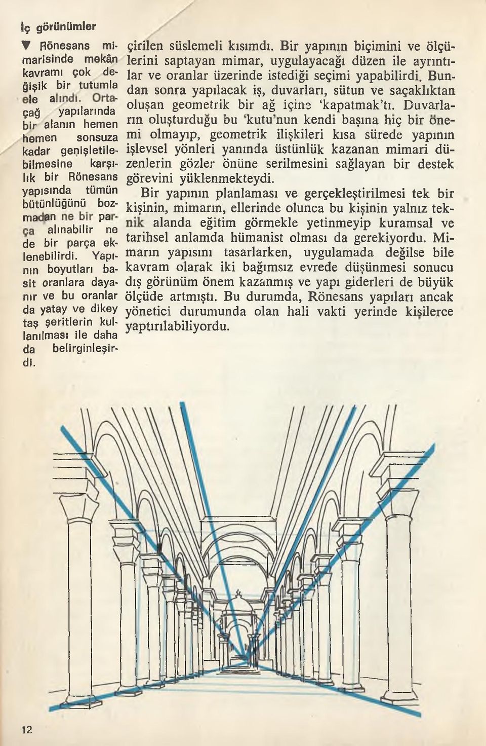 Bunğişik bir tutumla {jan sonra yapüacak iş, duvarları, sütun ve saçaklıktan çiğ 3 yapılarında' olu?a,n geometrik bir ağ içine kapatmak tı.