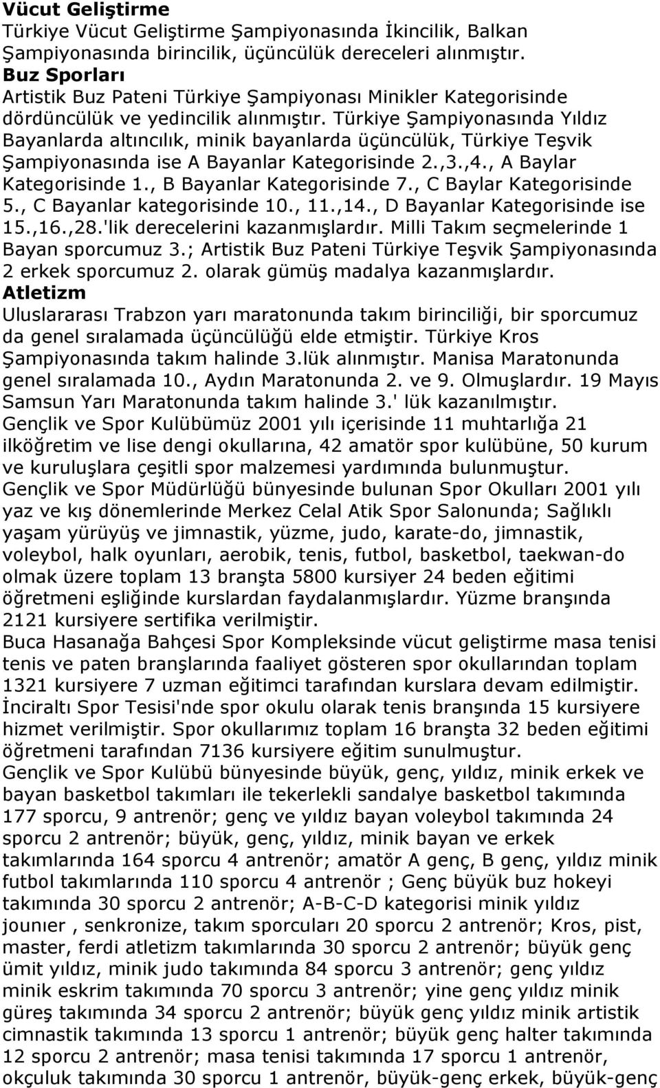 Türkiye Şampiyonasında Yıldız Bayanlarda altıncılık, minik bayanlarda üçüncülük, Türkiye Teşvik Şampiyonasında ise A Bayanlar Kategorisinde 2.,3.,4., A Baylar Kategorisinde 1.