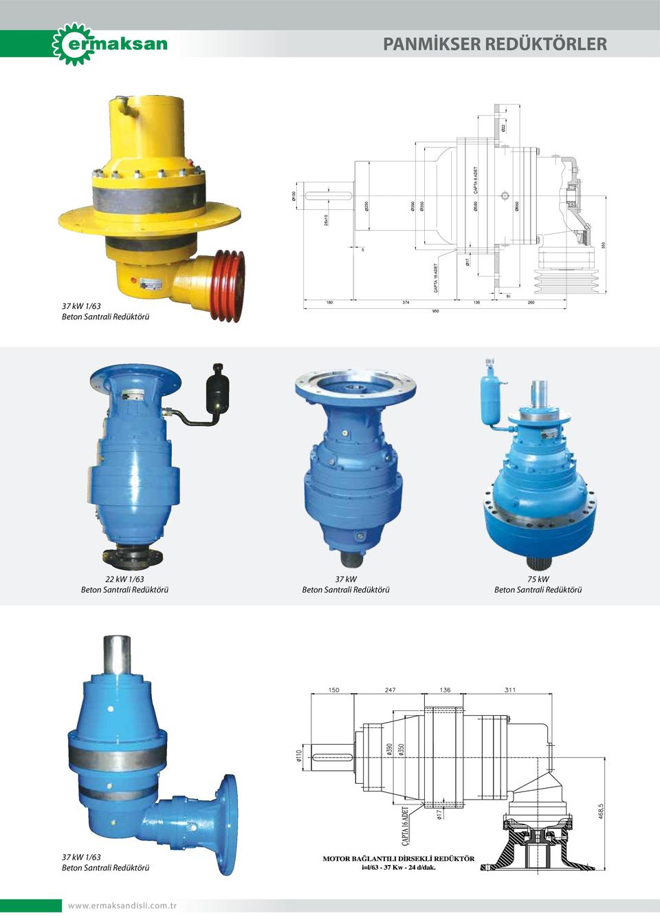 16 260 22 kw 1/63 eton Santrali Redüktörü 37 kw eton Santrali