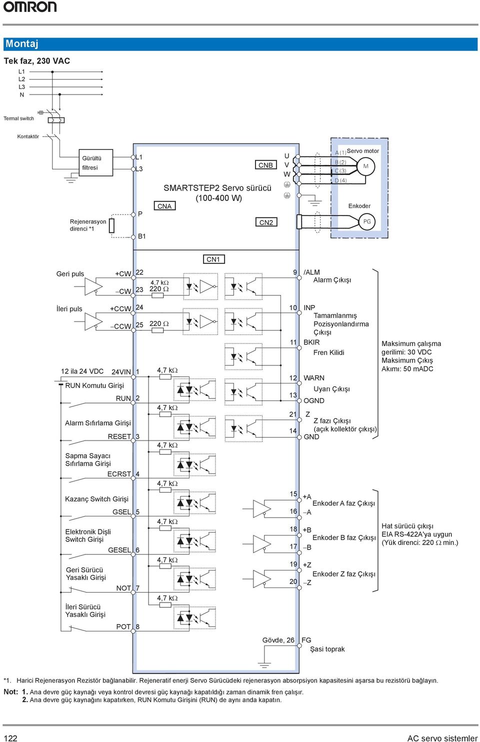 Elektronik Dişli Switch Girişi Geri Sürücü Yasaklı Girişi İleri Sürücü Yasaklı Girişi GESEL 6 OT 7 POT 8 220 Ω 4,7.