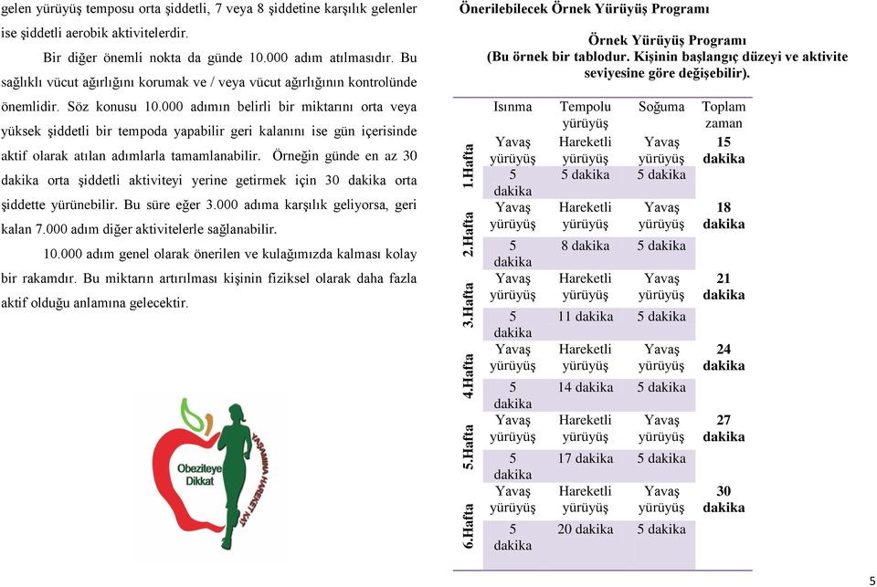 000 adımın belirli bir miktarını orta veya yüksek şiddetli bir tempoda yapabilir geri kalanını ise gün içerisinde aktif olarak atılan adımlarla tamamlanabilir.