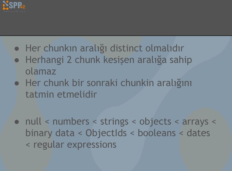 aralığını tatmin etmelidir null < numbers < strings < objects