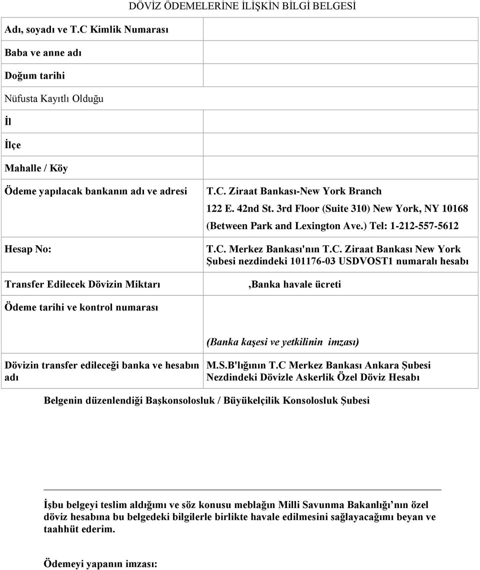 42nd St. 3rd Floor (Suite 310) New York, NY 10168 (Between Park and Lexington Ave.) Tel: 1-212-557-5612 T.C.