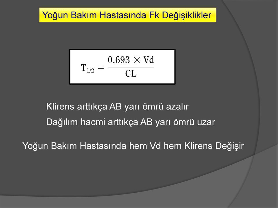 Dağılım hacmi arttıkça AB yarı ömrü uzar