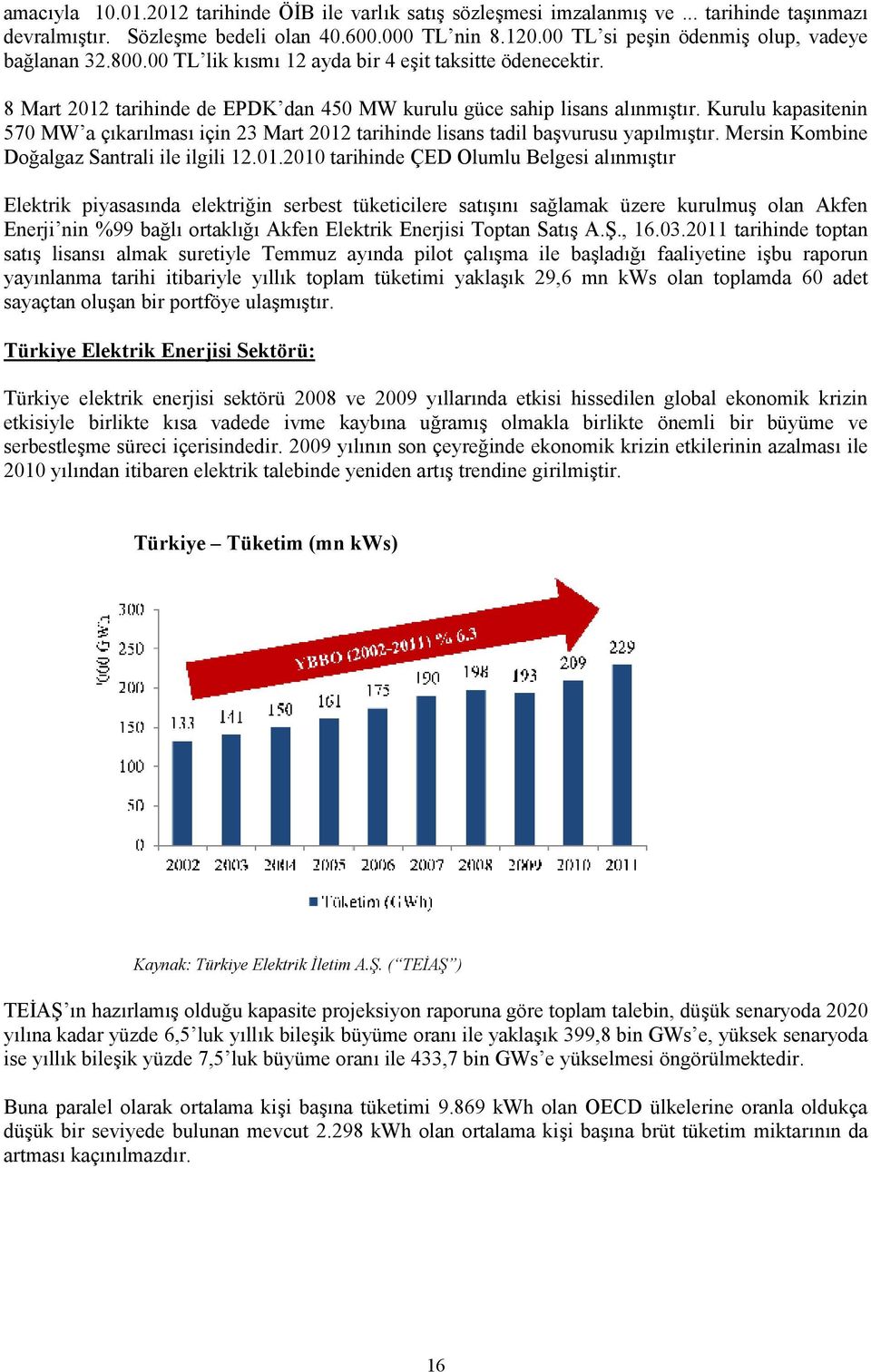 Kurulu kapasitenin 570 MW a çıkarılması için 23 Mart 2012