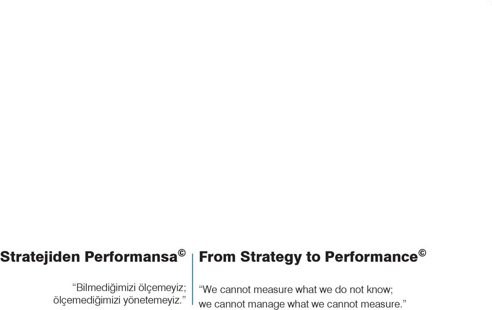 From Strategy to Performance We cannot measure