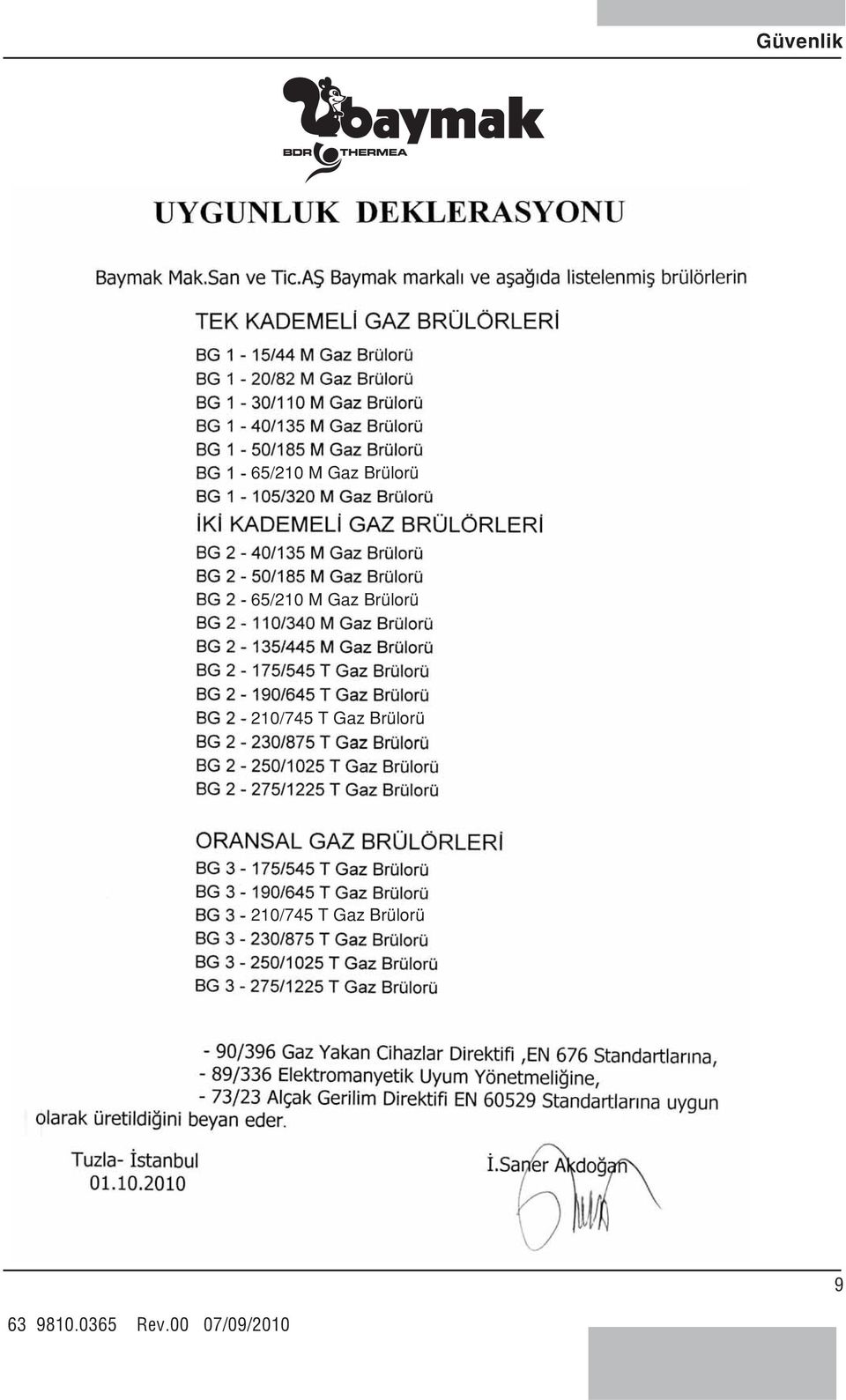 Brülorü /75 T Gaz