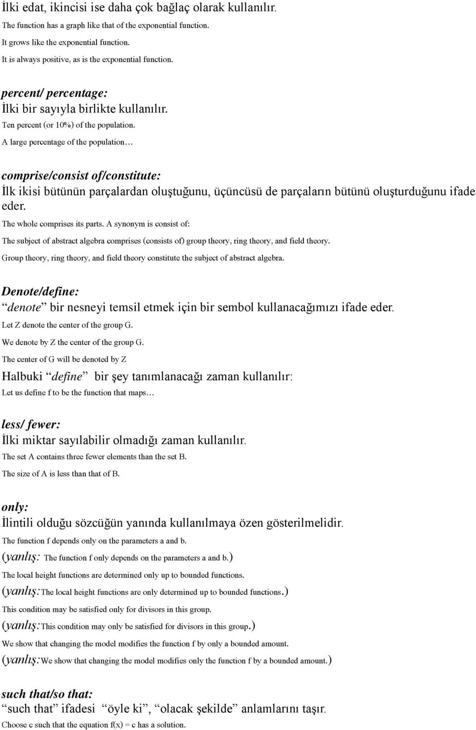 A large percentage of the population comprise/consist of/constitute: İlk ikisi bütünün parçalardan oluştuğunu, üçüncüsü de parçaların bütünü oluşturduğunu ifade eder. The whole comprises its parts.