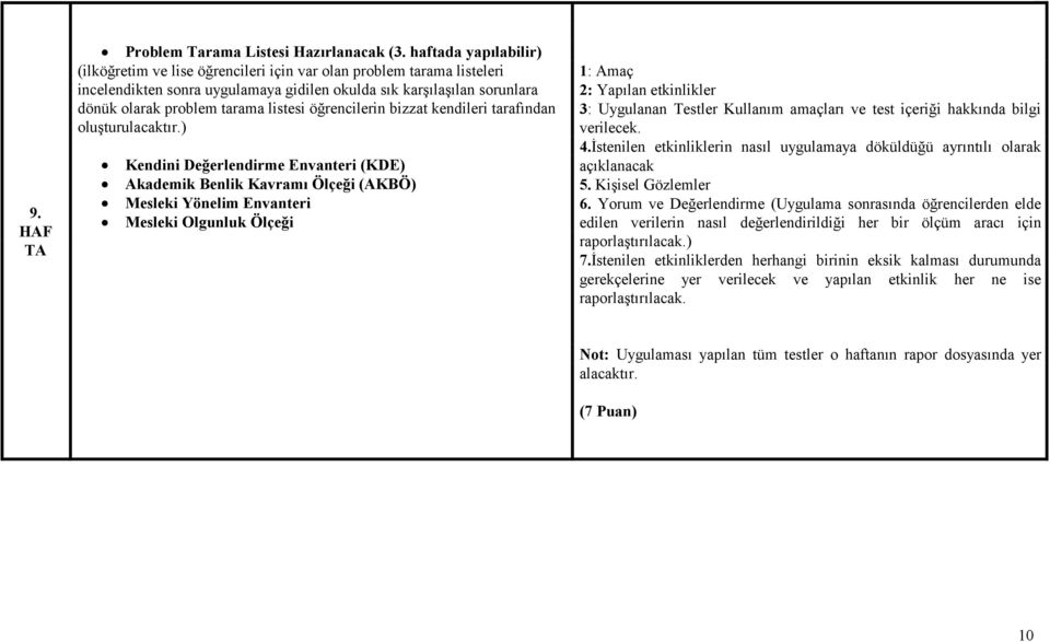 listesi öğrencilerin bizzat kendileri tarafından oluşturulacaktır.