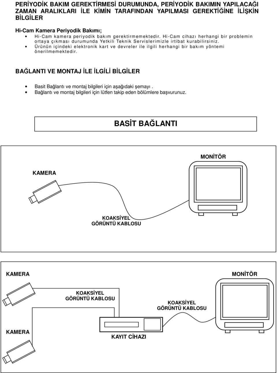 Ürü nü n içind eki elektronik k art ve de vr eler ile ilgili he rha ngi bir bak ım yöntem i öne rilm em ektedir.