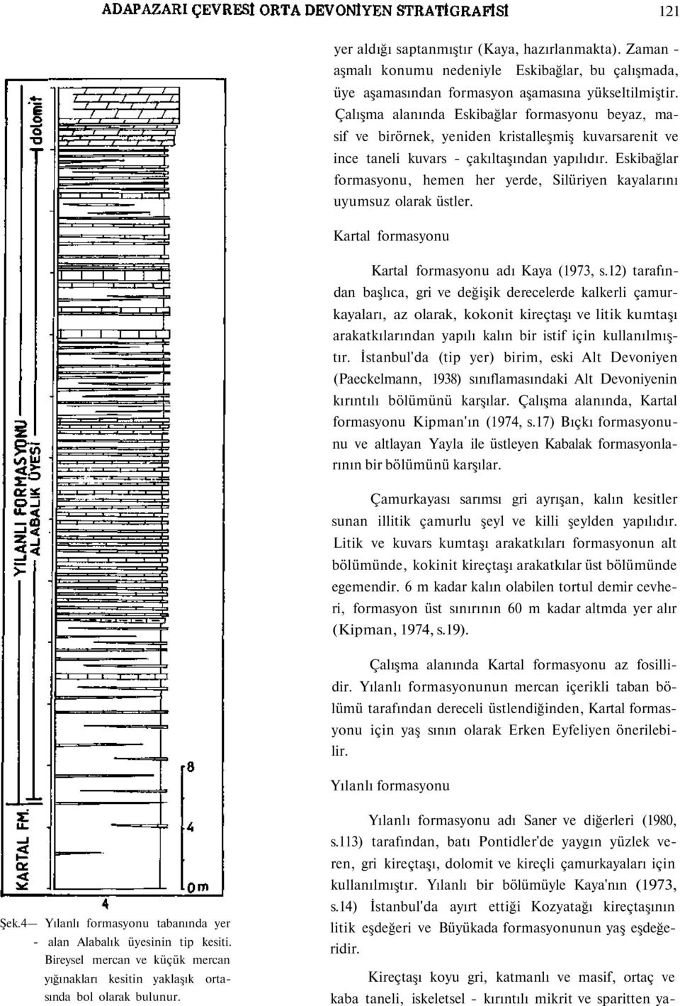 Eskibağlar formasyonu, hemen her yerde, Silüriyen kayalarını uyumsuz olarak üstler. Kartal formasyonu Kartal formasyonu adı Kaya (1973, s.