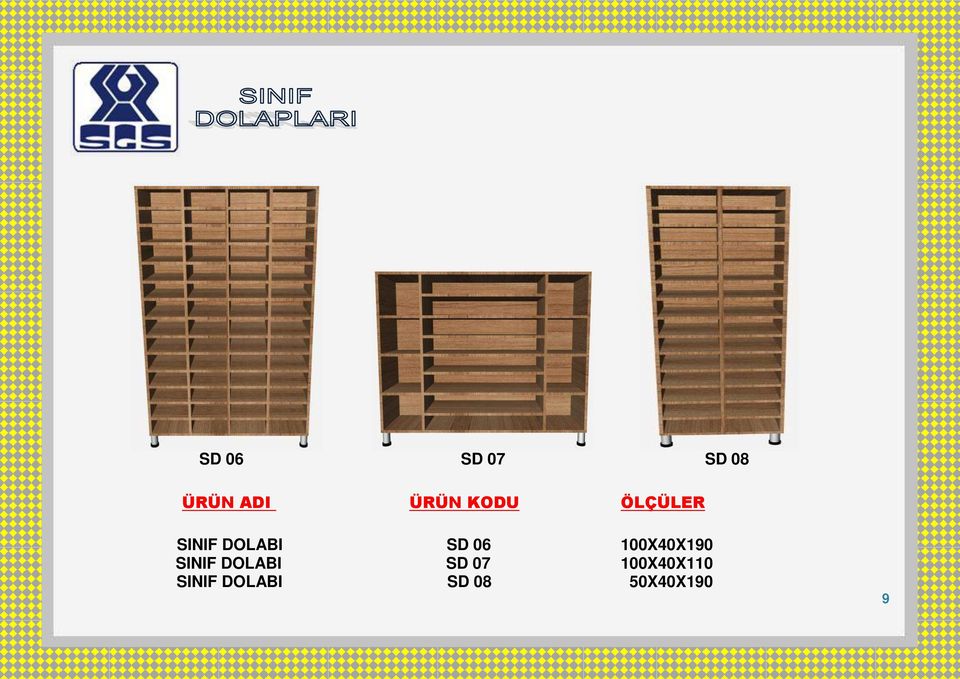 100X40X190 SINIF DOLABI SD 07