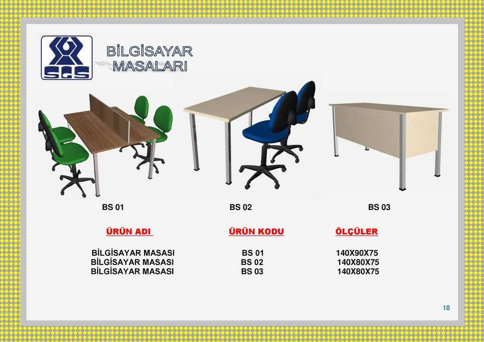 140X90X75 BİLGİSAYAR MASASI BS 02