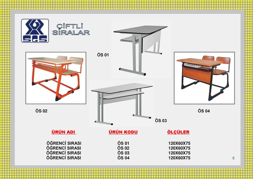 ÖĞRENCİ SIRASI ÖS 02 120X60X75 ÖĞRENCİ SIRASI