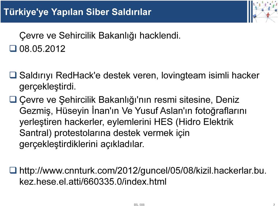 Çevre ve Şehircilik Bakanlığı'nın resmi sitesine, Deniz Gezmiş, Hüseyin İnan'ın Ve Yusuf Aslan'ın fotoğraflarını yerleştiren