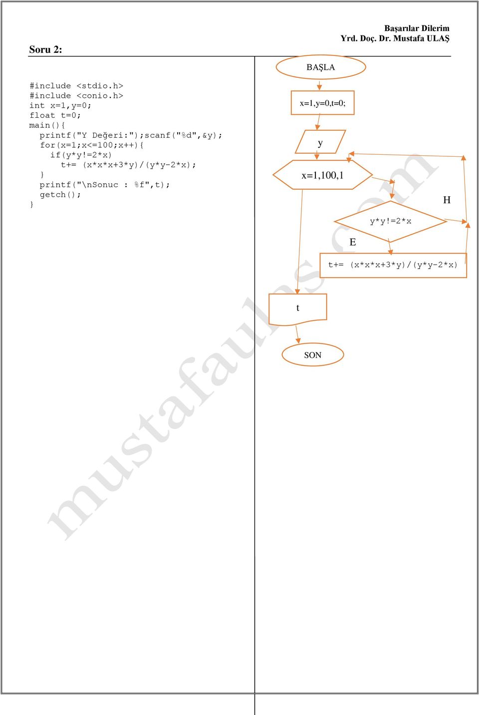 h> int x=1,y=0; float t=0; main(){ printf("y Değeri:");scanf("%d",&y);