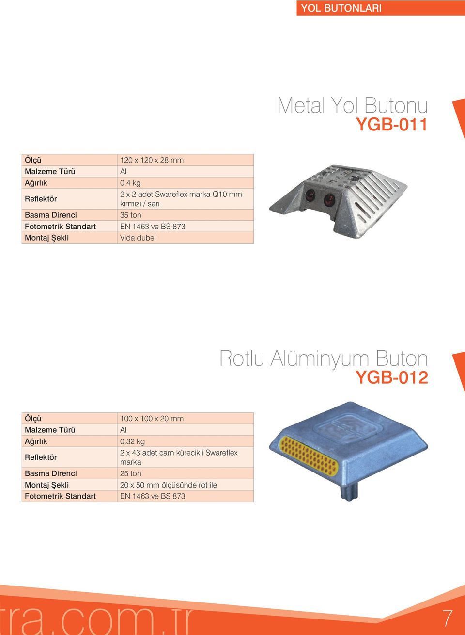 Standart EN 1463 ve BS 873 Vida dubel Rotlu Alüminyum Buton YGB-012 100 x 100 x 20 mm Al 0.