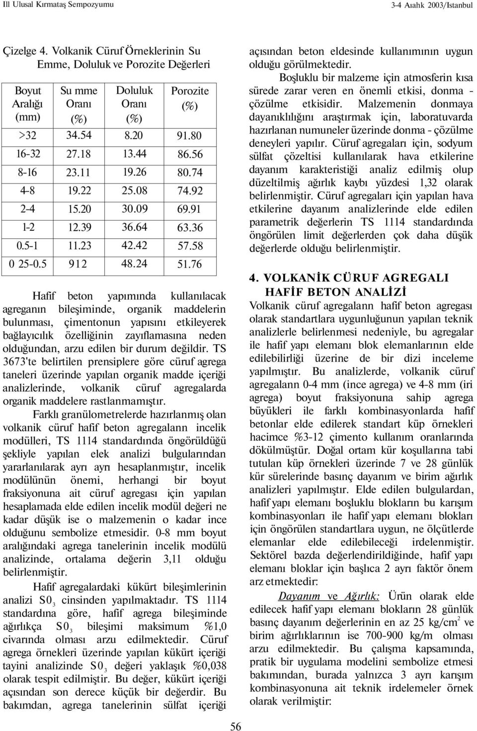 76 Hafif beton yapımında kullanılacak agreganın bileşiminde, organik maddelerin bulunması, çimentonun yapısını etkileyerek bağlayıcılık özelliğinin zayıflamasına neden olduğundan, arzu edilen bir