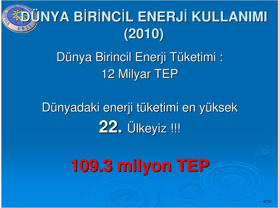 12 Milyar TEP Dünyadaki enerji tüketimi t